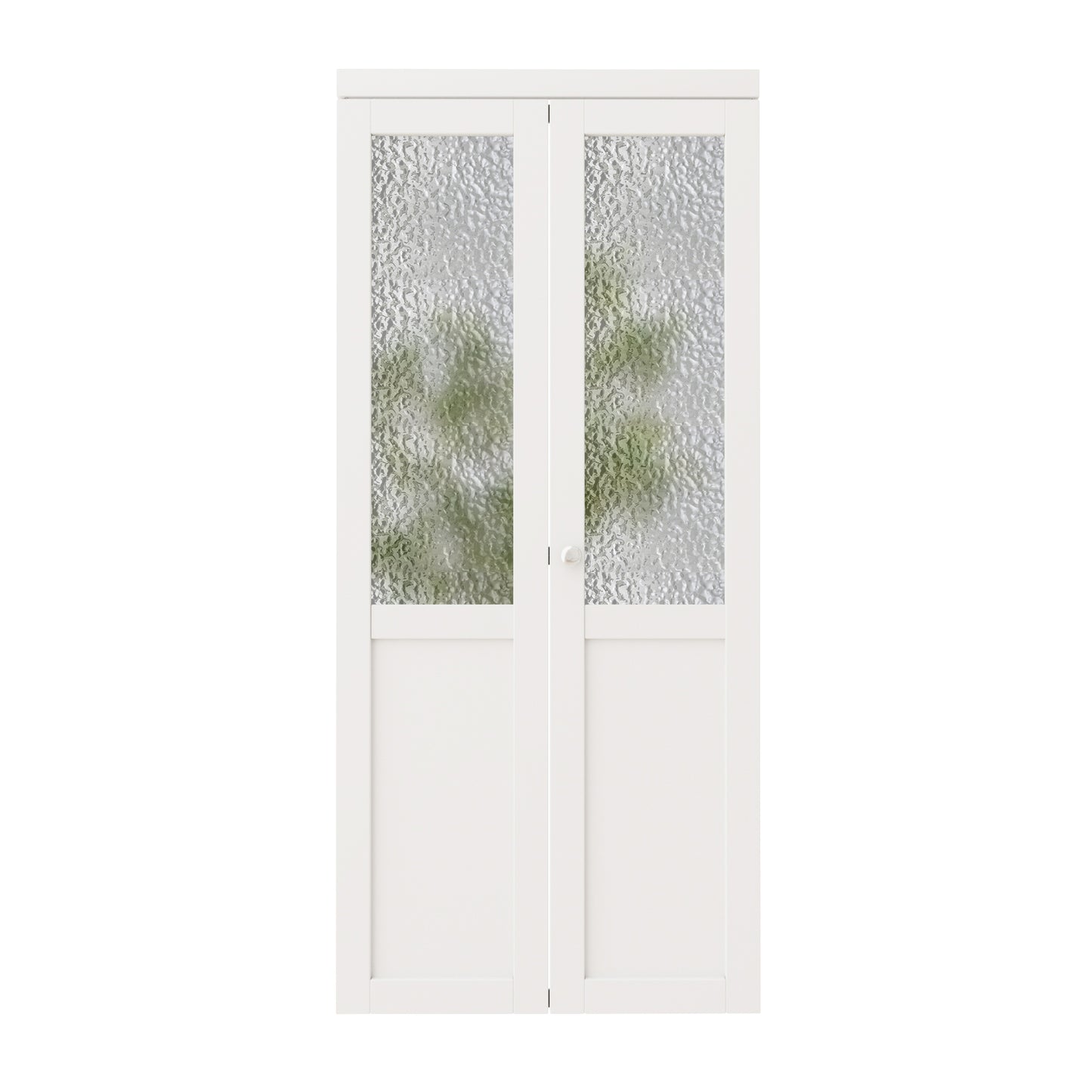 CRUTOP 1-Lite Rippled Glass Bifold Door, Build Quality Panels with Water&Scratch-Resistant Surface, Solid Core, Interior Closet & Pantry Door (Panels&Hardware&Fascia&Knob)
