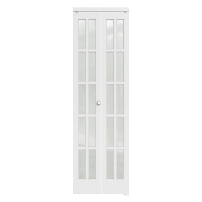CRUTOP 10-Lite Frosted Glass Bifold Door, Build Quality Panels with Water&Scratch-Resistant Surface, Solid Core, Interior Closet & Pantry Door (Panels&Hardware&Fascia&Knob)