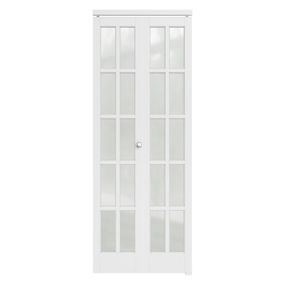 CRUTOP 10-Lite Frosted Glass Bifold Door, Build Quality Panels with Water&Scratch-Resistant Surface, Solid Core, Interior Closet & Pantry Door (Panels&Hardware&Fascia&Knob)