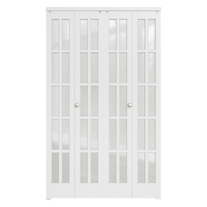 CRUTOP 10-Lite Frosted Glass Bifold Door, Build Quality Panels with Water&Scratch-Resistant Surface, Solid Core, Interior Closet & Pantry Door (Panels&Hardware&Fascia&Knob)