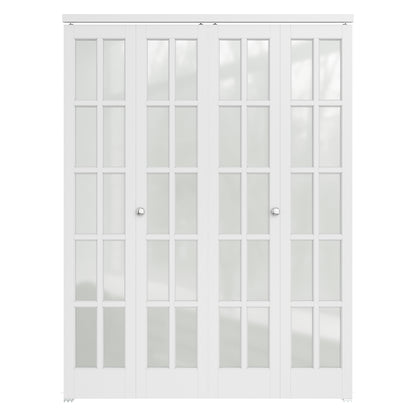 CRUTOP 10-Lite Frosted Glass Bifold Door, Build Quality Panels with Water&Scratch-Resistant Surface, Solid Core, Interior Closet & Pantry Door (Panels&Hardware&Fascia&Knob)