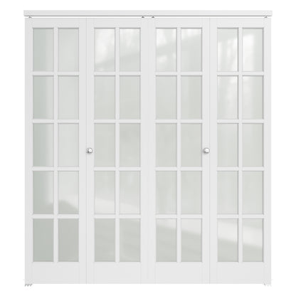 CRUTOP 10-Lite Frosted Glass Bifold Door, Build Quality Panels with Water&Scratch-Resistant Surface, Solid Core, Interior Closet & Pantry Door (Panels&Hardware&Fascia&Knob)