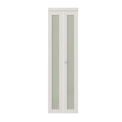 CRUTOP 1-Lite Frosted Glass Bifold Door, Build Quality Panels with Water&Scratch-Resistant Surface, Solid Core, Interior Closet & Pantry Door (Panels&Hardware&Fascia&Knob)