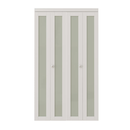 CRUTOP 1-Lite Frosted Glass Bifold Door, Build Quality Panels with Water&Scratch-Resistant Surface, Solid Core, Interior Closet & Pantry Door (Panels&Hardware&Fascia&Knob)