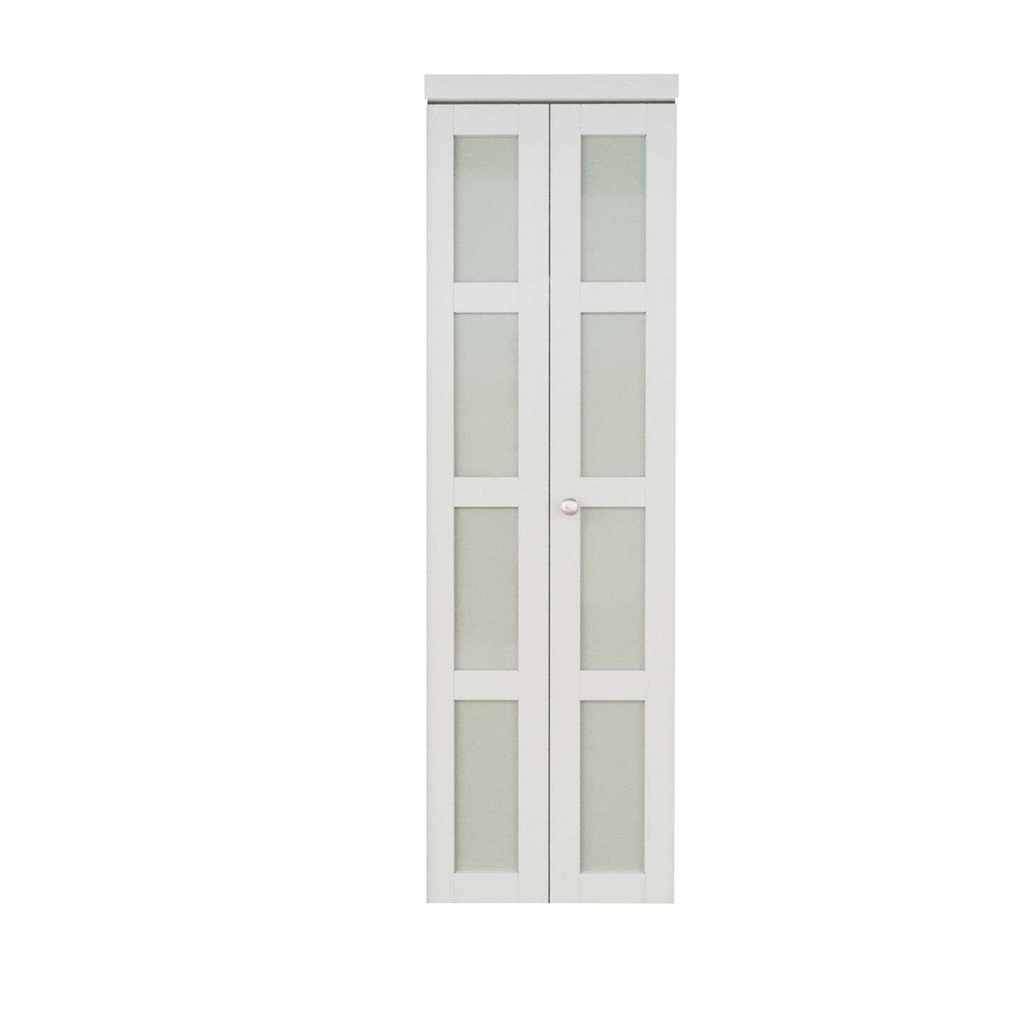 CRUTOP Bi-Fold Pivot Doors , 4-Lite Tempered Frosted Glass Closet Door with Hardware Kit, MDF Panel Folding Interior Double Doors Easy to Install - White