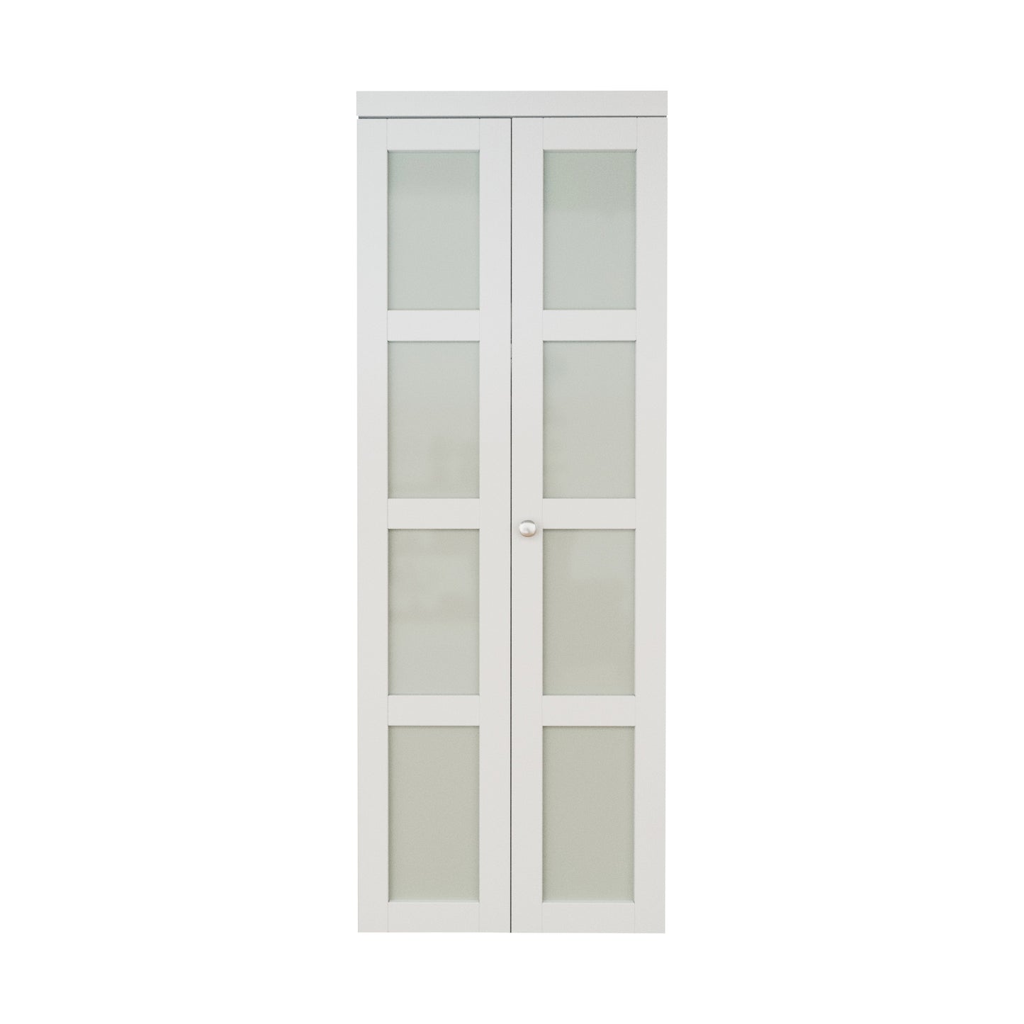 CRUTOP Bi-Fold Pivot Doors , 4-Lite Tempered Frosted Glass Closet Door with Hardware Kit, MDF Panel Folding Interior Double Doors Easy to Install - White