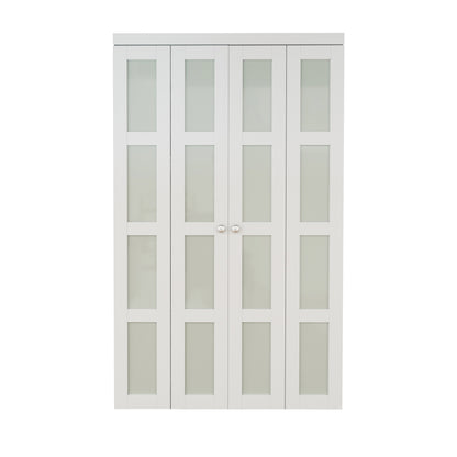CRUTOP 4-Lite Frosted Glass Bifold Door, Build Quality Panels with Water&Scratch-Resistant Surface, Solid Core, Interior Closet & Pantry Door (Panels&Hardware&Fascia&Knob)