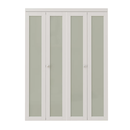 CRUTOP 1-Lite Frosted Glass Bifold Door, Build Quality Panels with Water&Scratch-Resistant Surface, Solid Core, Interior Closet & Pantry Door (Panels&Hardware&Fascia&Knob)