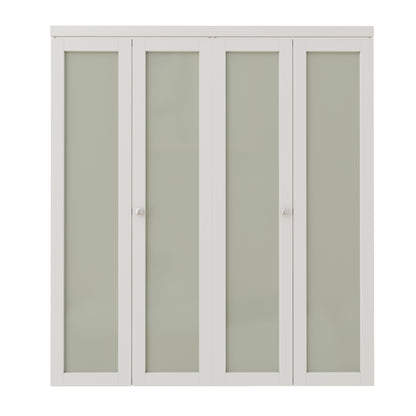 CRUTOP 1-Lite Frosted Glass Bifold Door, Build Quality Panels with Water&Scratch-Resistant Surface, Solid Core, Interior Closet & Pantry Door (Panels&Hardware&Fascia&Knob)