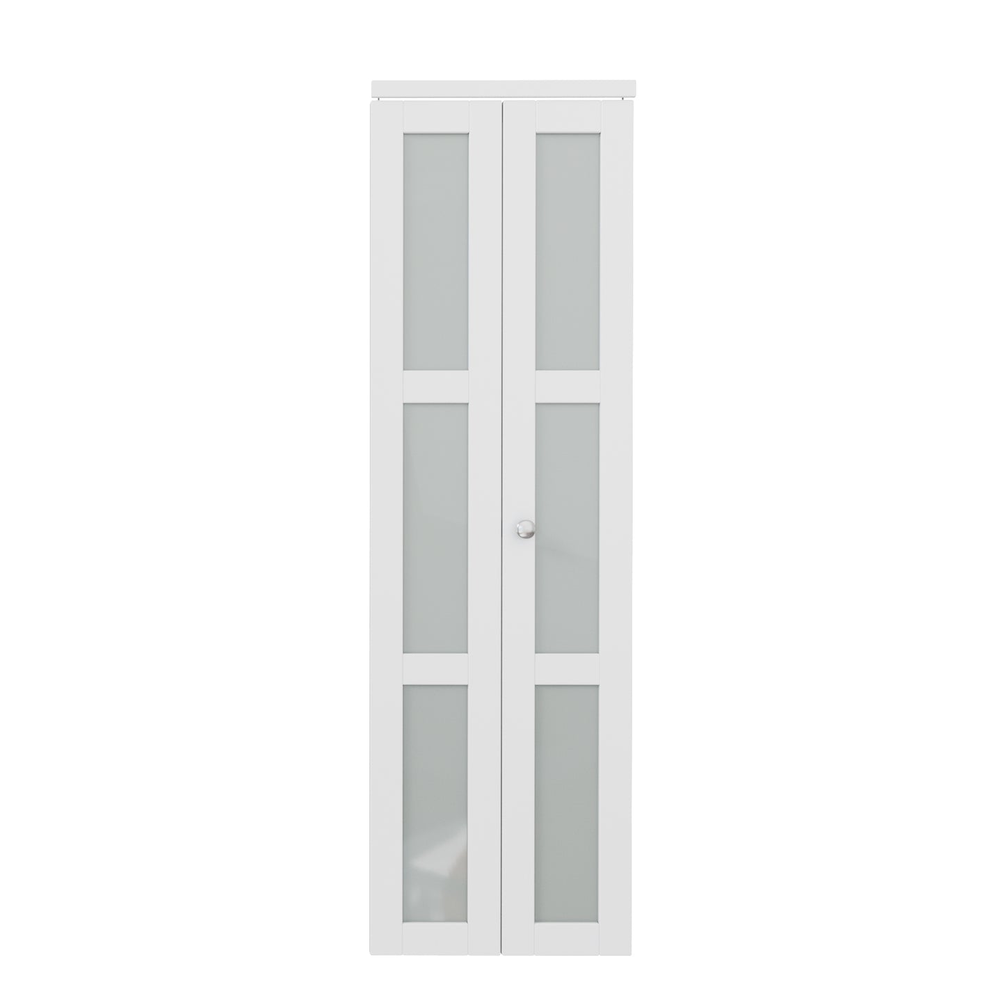 CRUTOP Bi-Fold Pivot Doors , 3-Lite Tempered Frosted Glass Closet Door with Hardware Kit, MDF Panel Folding Interior Double Doors Easy to Install - White (Paintable)