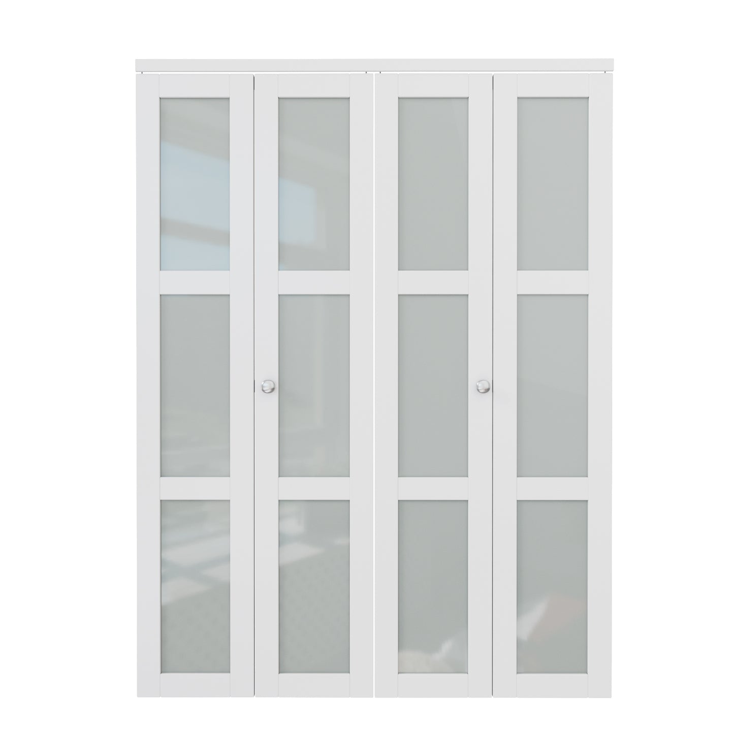 CRUTOP 3-Lite Frosted Glass Bifold Door, Build Quality Panels with Water&Scratch-Resistant Surface, Solid Core, Interior Closet & Pantry Door (Panels&Hardware&Fascia&Knob)