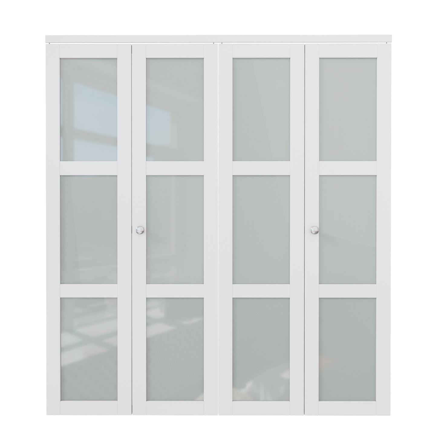 CRUTOP 3-Lite Frosted Glass Bifold Door, Build Quality Panels with Water&Scratch-Resistant Surface, Solid Core, Interior Closet & Pantry Door (Panels&Hardware&Fascia&Knob)