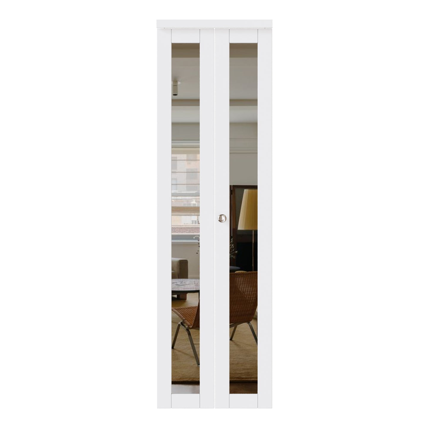 CRUTOP Mirrored Bifold Door, Build Quality Panels with Water&Scratch-Resistant Surface, Solid Core, Interior Closet & Pantry Door (Panels&Hardware&Fascia&Knob)