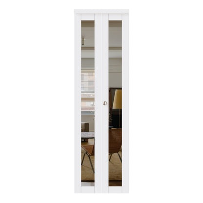 CRUTOP Mirrored Bifold Door, Build Quality Panels with Water&Scratch-Resistant Surface, Solid Core, Interior Closet & Pantry Door (Panels&Hardware&Fascia&Knob)