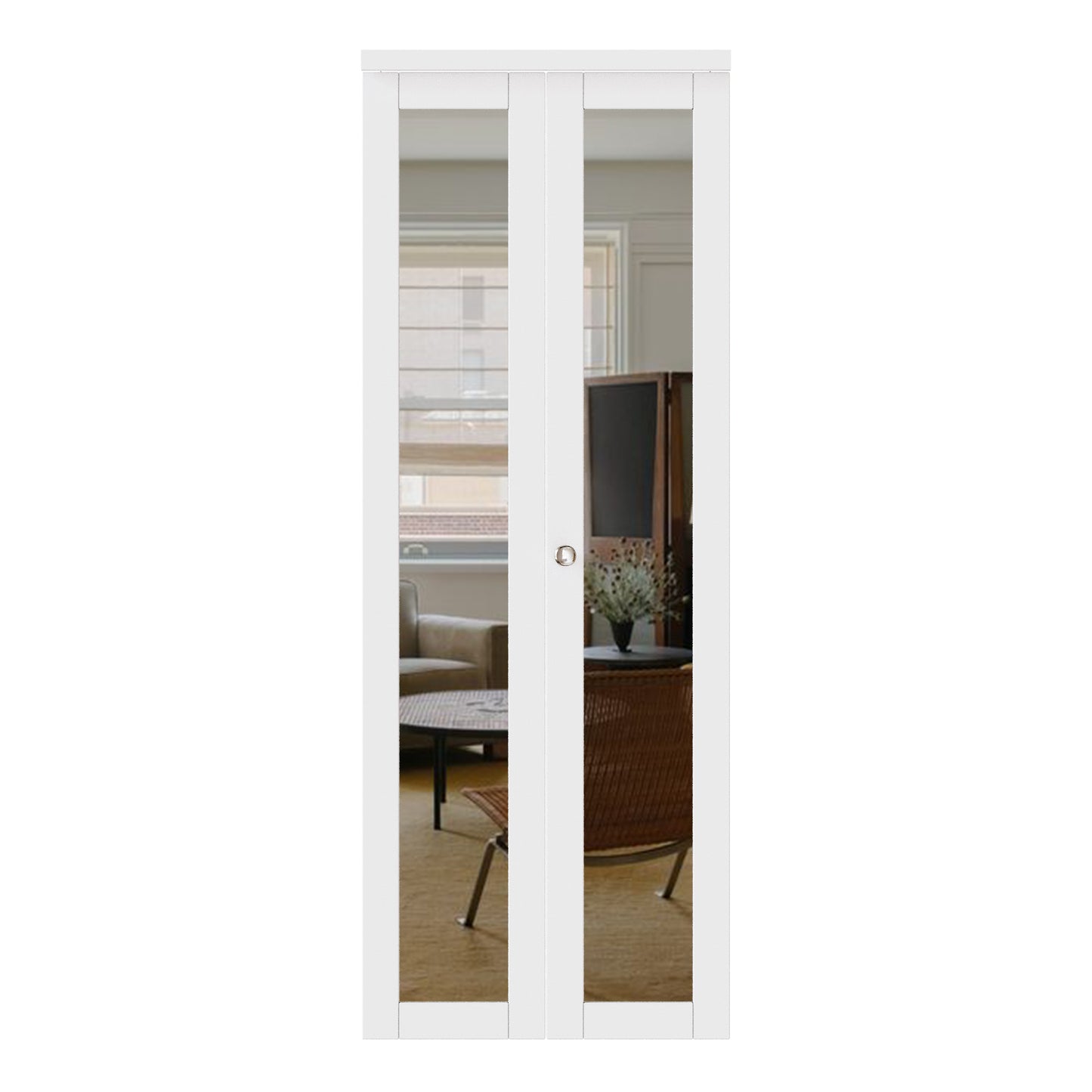 CRUTOP Mirrored Bifold Door, Build Quality Panels with Water&Scratch-Resistant Surface, Solid Core, Interior Closet & Pantry Door (Panels&Hardware&Fascia&Knob)