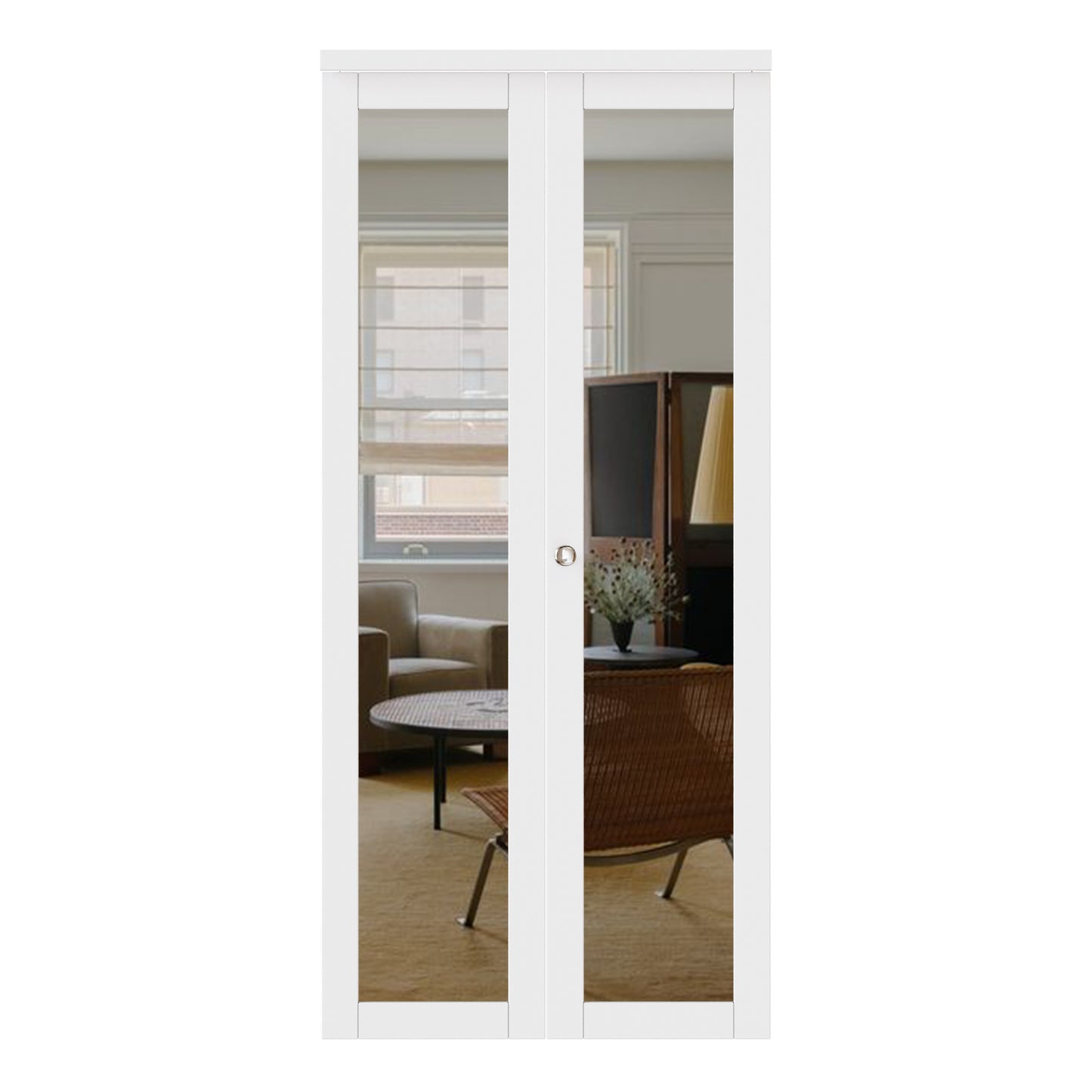 CRUTOP Mirrored Bifold Door, Build Quality Panels with Water&Scratch-Resistant Surface, Solid Core, Interior Closet & Pantry Door (Panels&Hardware&Fascia&Knob)