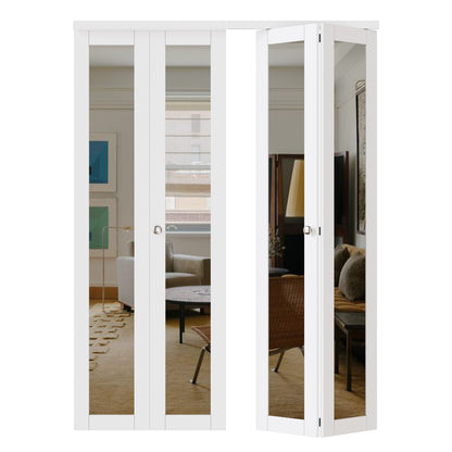 CRUTOP Mirrored Bifold Door, Build Quality Panels with Water&Scratch-Resistant Surface, Solid Core, Interior Closet & Pantry Door (Panels&Hardware&Fascia&Knob)