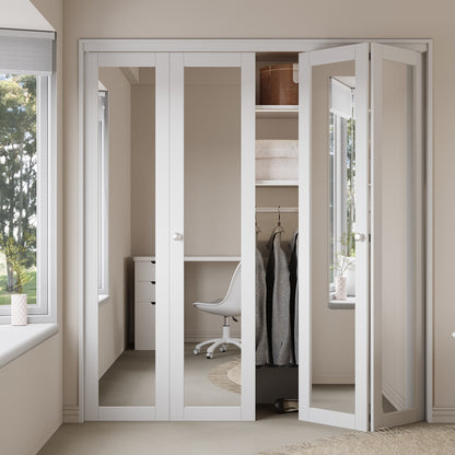 CRUTOP Mirrored Bifold Door, Build Quality Panels with Water&Scratch-Resistant Surface, Solid Core, Interior Closet & Pantry Door (Panels&Hardware&Fascia&Knob)