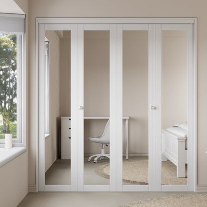 CRUTOP Mirrored Bifold Door, Build Quality Panels with Water&Scratch-Resistant Surface, Solid Core, Interior Closet & Pantry Door (Panels&Hardware&Fascia&Knob)
