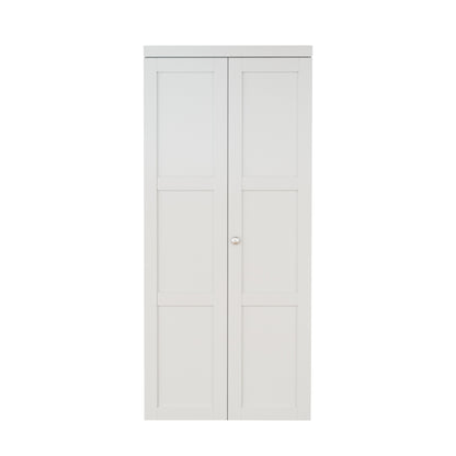 CRUTOP Bi-Fold Pivot Doors , 3-Lite Closet Door with Hardware Kit, MDF Panel Folding Interior Double Doors Easy to Install - White