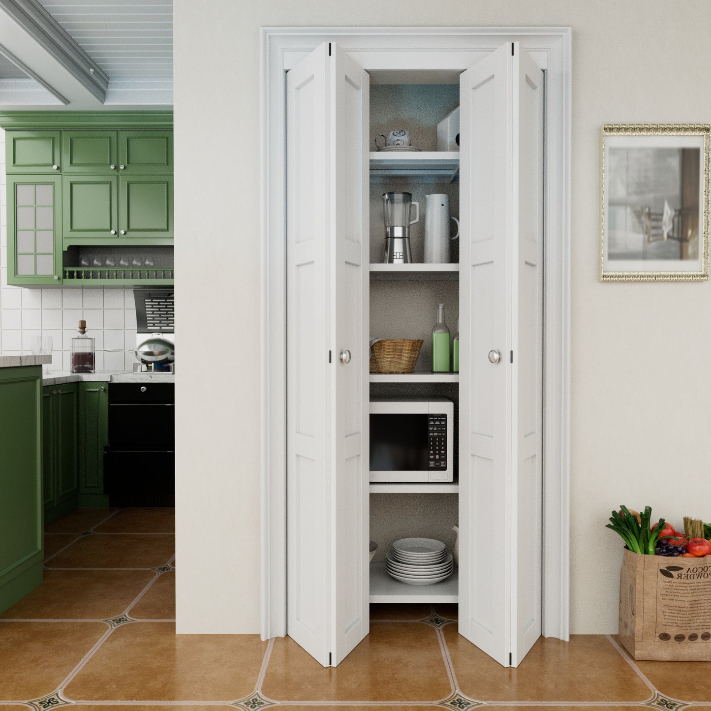 CRUTOP 3-Lite Bifold Closet Door, Solid Core Pre-Assembled Panels with Water-Resistant Triple-Layer Painting, Build Quality (Panels&Hardware&Fascia&Knob)