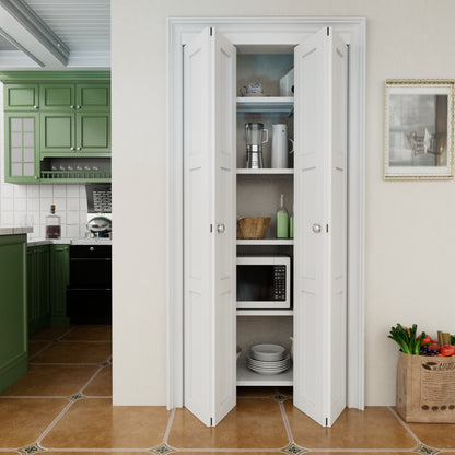 CRUTOP 3-Lite Bifold Closet Door, Solid Core Pre-Assembled Panels with Water-Resistant Triple-Layer Painting, Build Quality (Panels&Hardware&Fascia&Knob)