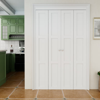 CRUTOP 3-Lite Bifold Closet Door, Solid Core Pre-Assembled Panels with Water-Resistant Triple-Layer Painting, Build Quality (Panels&Hardware&Fascia&Knob)