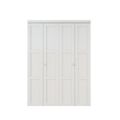 CRUTOP 3-Lite Bifold Closet Door, Solid Core Pre-Assembled Panels with Water-Resistant Triple-Layer Painting, Build Quality (Panels&Hardware&Fascia&Knob)