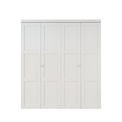 CRUTOP 3-Lite Bifold Closet Door, Solid Core Pre-Assembled Panels with Water-Resistant Triple-Layer Painting, Build Quality (Panels&Hardware&Fascia&Knob)