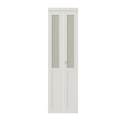 CRUTOP Frosted Glass Paintable  Bifold Door, Build Quality Panels with Water&Scratch-Resistant Surface, Solid Core, Interior Closet & Pantry Door (Panels&Hardware&Fascia&Knob)