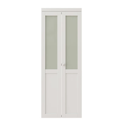 CRUTOP Frosted Glass Paintable  Bifold Door, Build Quality Panels with Water&Scratch-Resistant Surface, Solid Core, Interior Closet & Pantry Door (Panels&Hardware&Fascia&Knob)