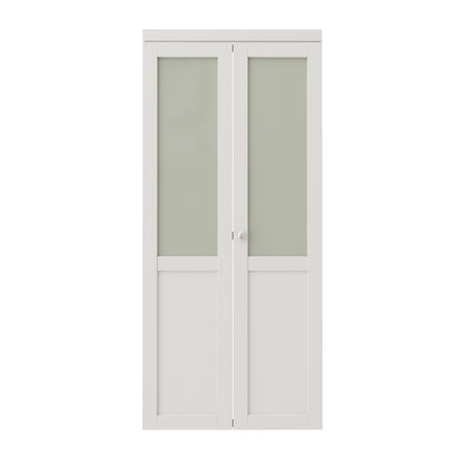 CRUTOP Frosted Glass Paintable  Bifold Door, Build Quality Panels with Water&Scratch-Resistant Surface, Solid Core, Interior Closet & Pantry Door (Panels&Hardware&Fascia&Knob)