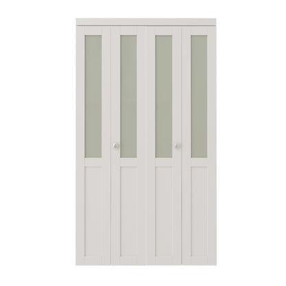 CRUTOP Frosted Glass Paintable  Bifold Door, Build Quality Panels with Water&Scratch-Resistant Surface, Solid Core, Interior Closet & Pantry Door (Panels&Hardware&Fascia&Knob)