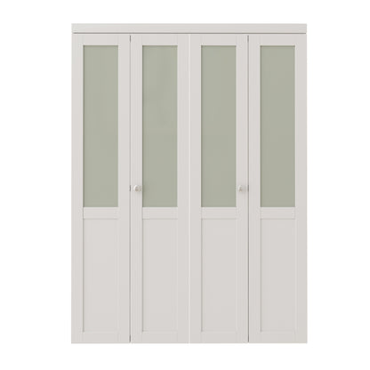 CRUTOP Frosted Glass Paintable  Bifold Door, Build Quality Panels with Water&Scratch-Resistant Surface, Solid Core, Interior Closet & Pantry Door (Panels&Hardware&Fascia&Knob)