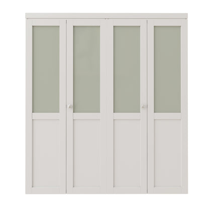CRUTOP Frosted Glass Paintable  Bifold Door, Build Quality Panels with Water&Scratch-Resistant Surface, Solid Core, Interior Closet & Pantry Door (Panels&Hardware&Fascia&Knob)