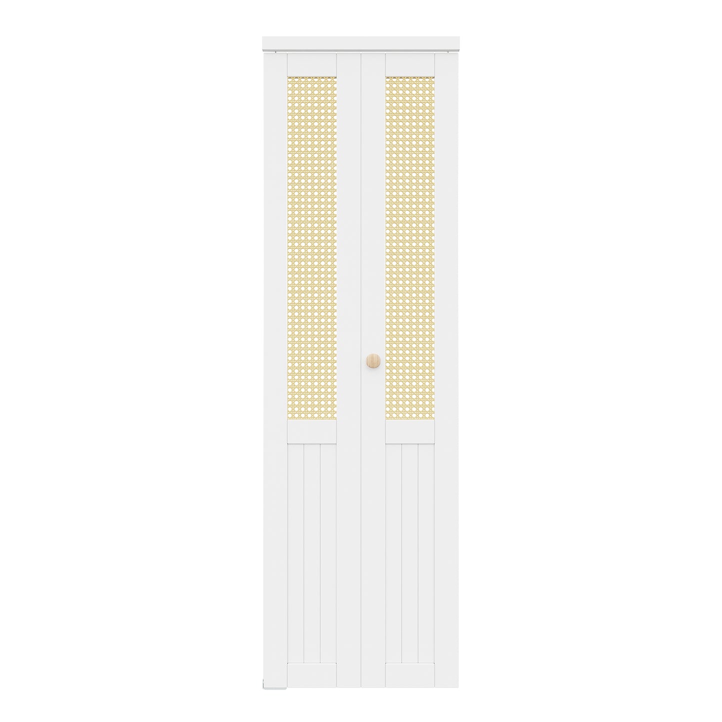 CRUTOP Bi-Fold Pivot Doors , Rattan Closet Door with Hardware Kit, MDF Panel Folding Interior Double Doors Easy to Install -  White
