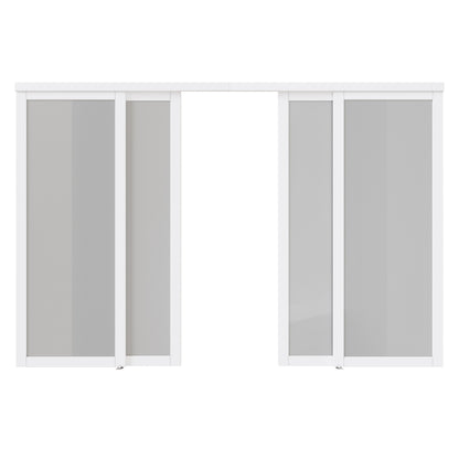 CRUTOP Sliding Closet Door, Fingerprint-Resistant  1-Lite Tempered Frosted Glass with Good Privacy & Water-Resistant Frame, Build Quality (Pre-assembled Panels with Hardware Kit)