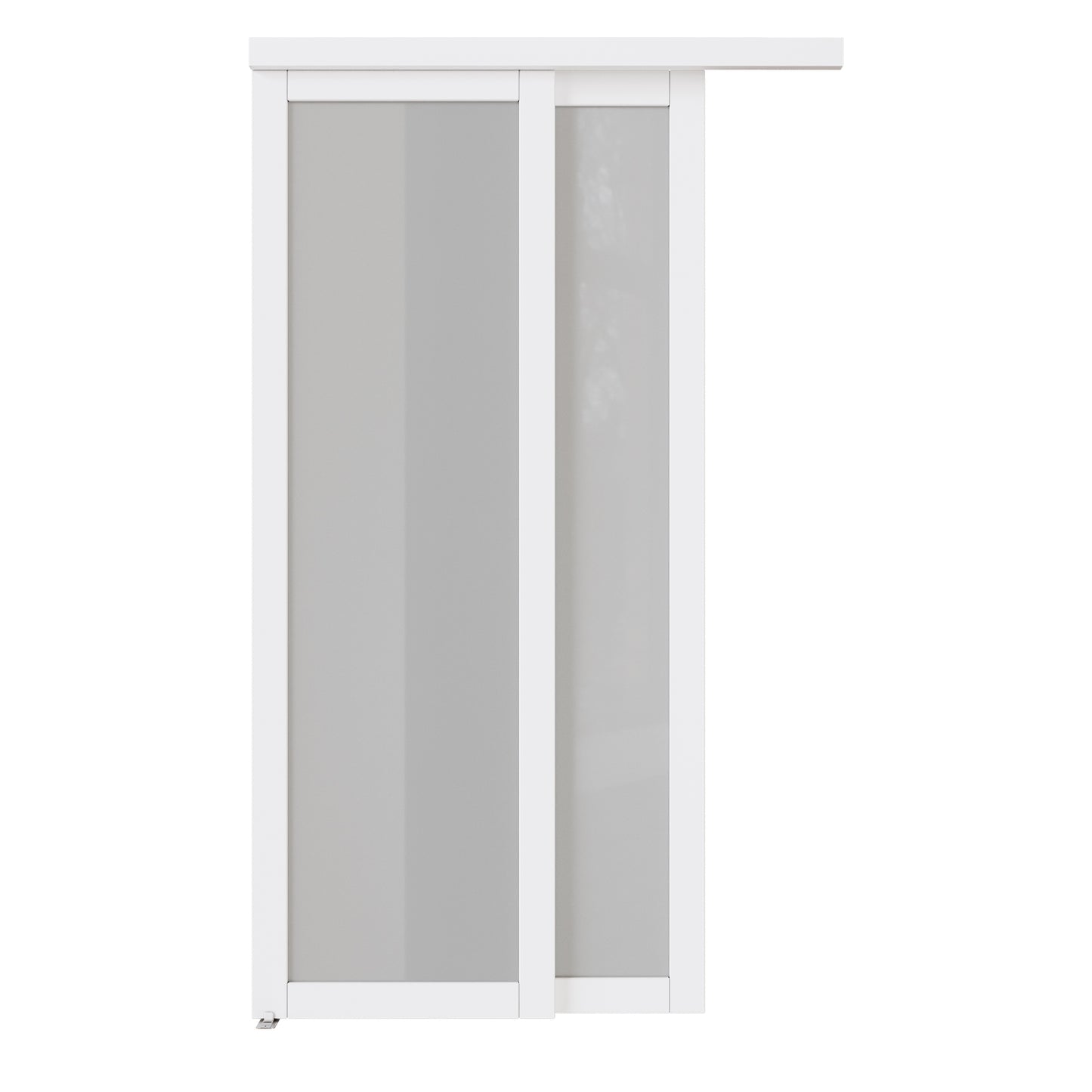 CRUTOP Sliding Closet Door, Fingerprint-Resistant  1-Lite Tempered Frosted Glass with Good Privacy & Water-Resistant Frame, Build Quality (Pre-assembled Panels with Hardware Kit)