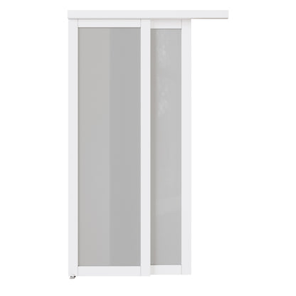 CRUTOP Sliding Closet Door, Fingerprint-Resistant  1-Lite Tempered Frosted Glass with Good Privacy & Water-Resistant Frame, Build Quality (Pre-assembled Panels with Hardware Kit)