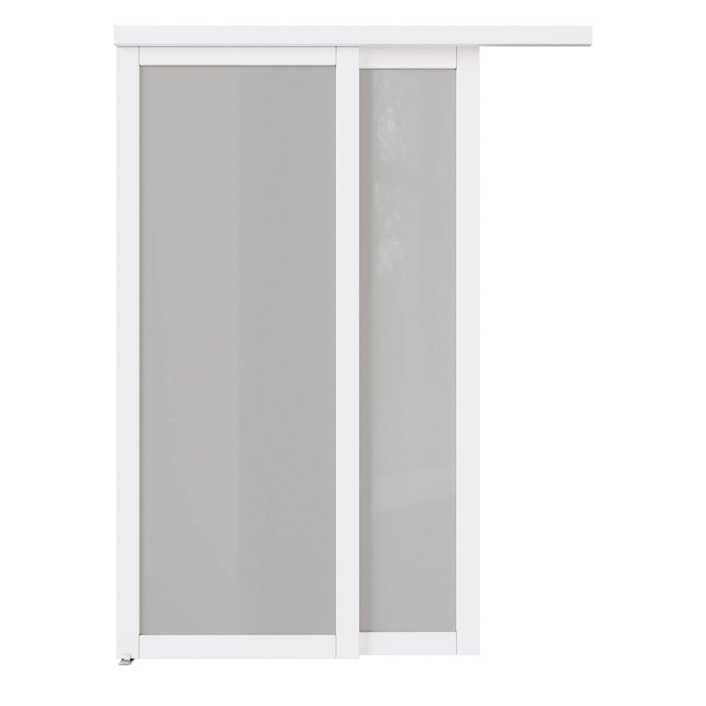 CRUTOP Sliding Closet Door, Fingerprint-Resistant  1-Lite Tempered Frosted Glass with Good Privacy & Water-Resistant Frame, Build Quality (Pre-assembled Panels with Hardware Kit)