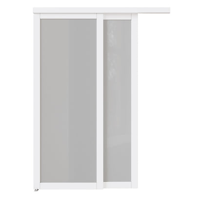 CRUTOP Sliding Closet Door, Fingerprint-Resistant  1-Lite Tempered Frosted Glass with Good Privacy & Water-Resistant Frame, Build Quality (Pre-assembled Panels with Hardware Kit)