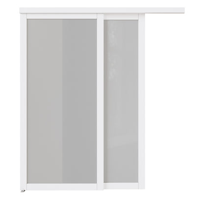CRUTOP Sliding Closet Door, Fingerprint-Resistant  1-Lite Tempered Frosted Glass with Good Privacy & Water-Resistant Frame, Build Quality (Pre-assembled Panels with Hardware Kit)