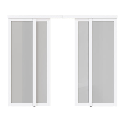 CRUTOP Sliding Closet Door, Fingerprint-Resistant  1-Lite Tempered Frosted Glass with Good Privacy & Water-Resistant Frame, Build Quality (Pre-assembled Panels with Hardware Kit)