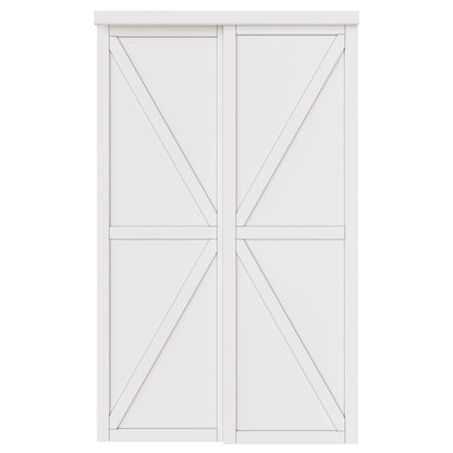 CRUTOP Sliding Closet Door, Water-Resistant Wood Texture Surface & Solid Core, K Shape Design, Build Quality & Easy to Install( Pre-Assembled Panels with Hardware Kit)