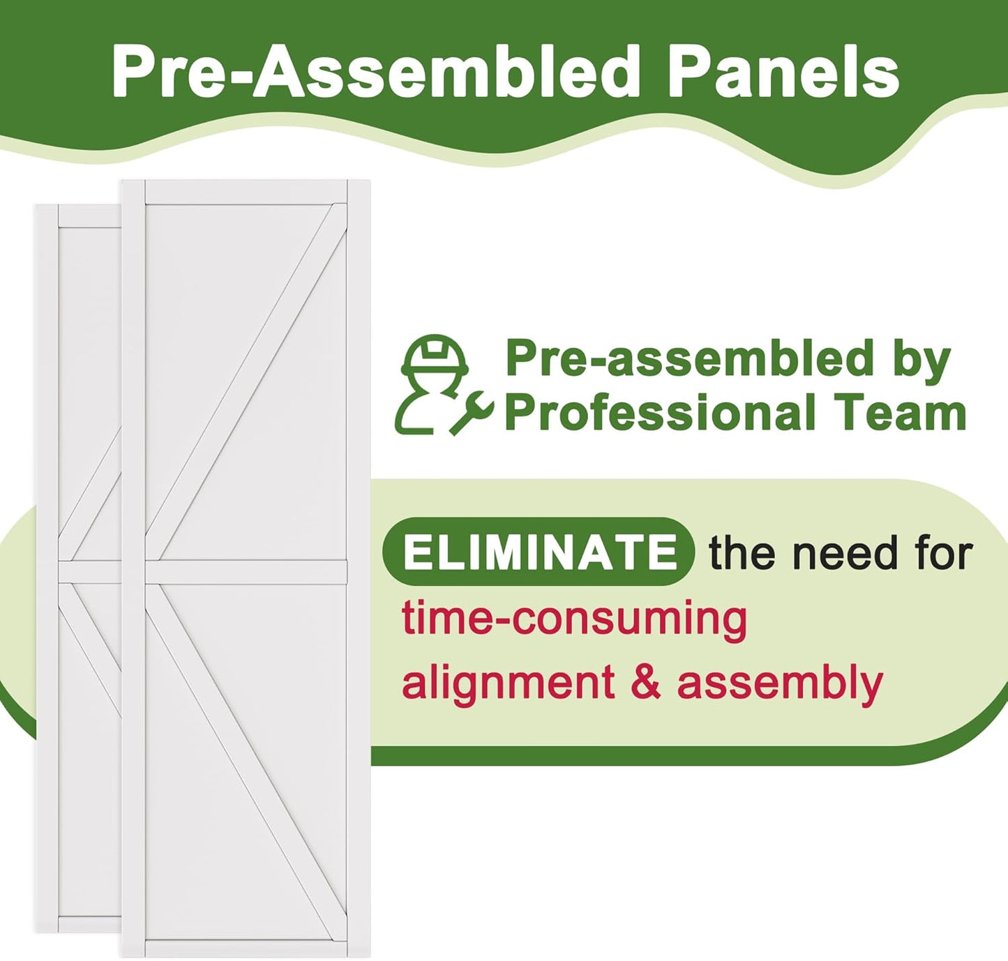 CRUTOP Sliding Closet Door, Water-Resistant Wood Texture Surface & Solid Core, K Shape Design, Build Quality & Easy to Install( Pre-Assembled Panels with Hardware Kit)