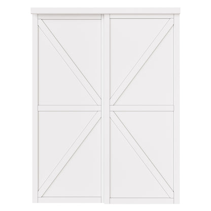 CRUTOP Sliding Closet Door, Water-Resistant Wood Texture Surface & Solid Core, K Shape Design, Build Quality & Easy to Install( Pre-Assembled Panels with Hardware Kit)