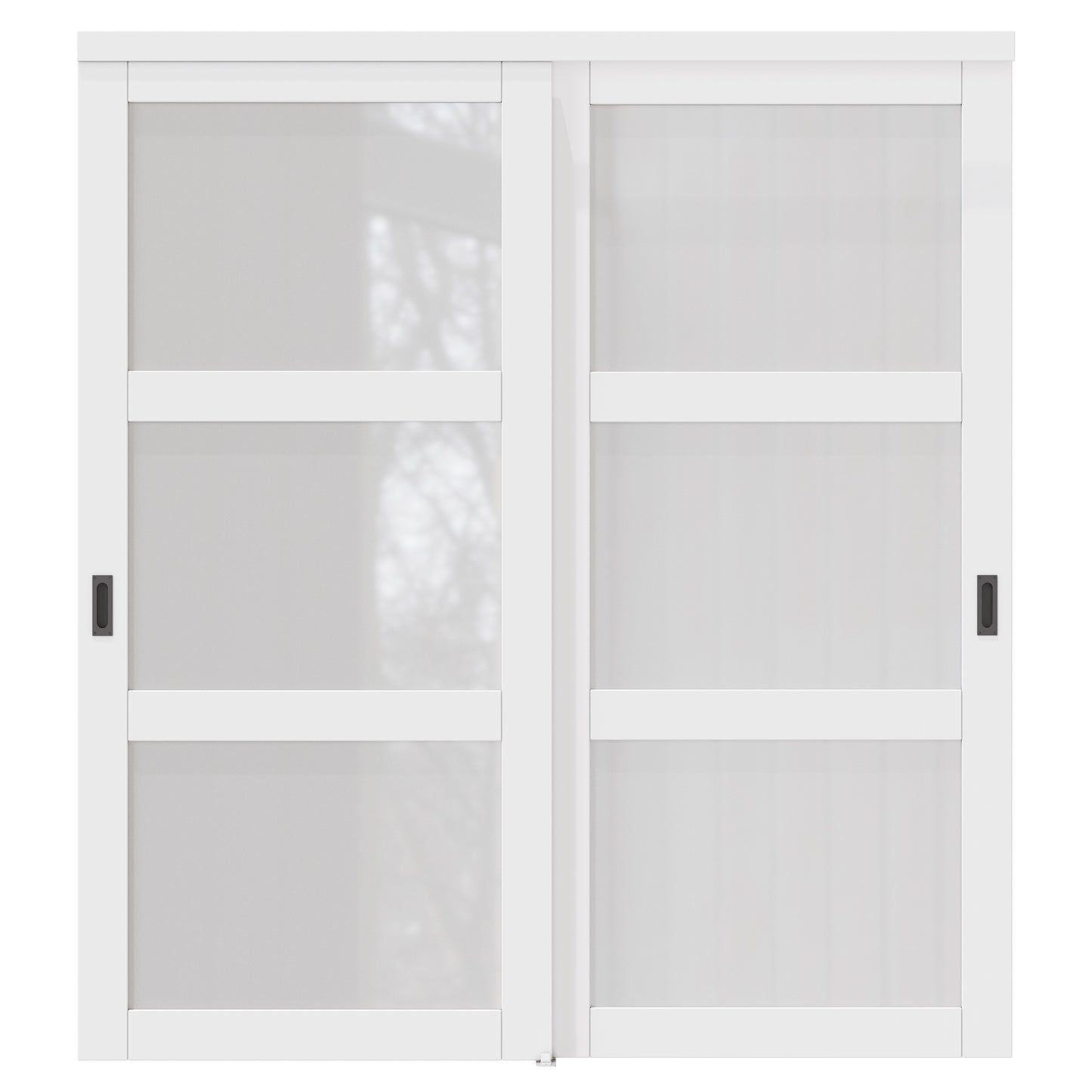 CRUTOP Paintable Sliding Closet Door, 3-Lite Tempered Frosted Glass with Good Privacy, Water-Resistant Frame, Build Quality (Panels&Hardware Kit)
