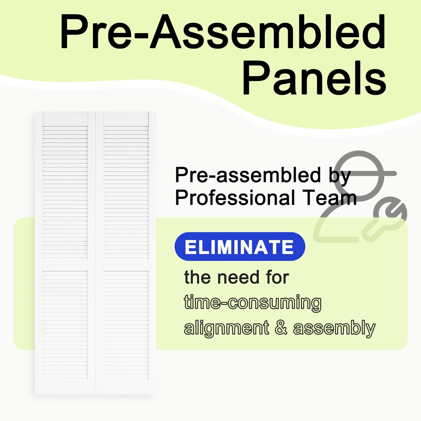 Crutop Louvered Solid Core Panel Bifold Barn Door, Preassembled Panels with Hardware Kit & Handle, No Requiry Assemble Panels, Solid Core MDF Wood & Finished & PVC Covered