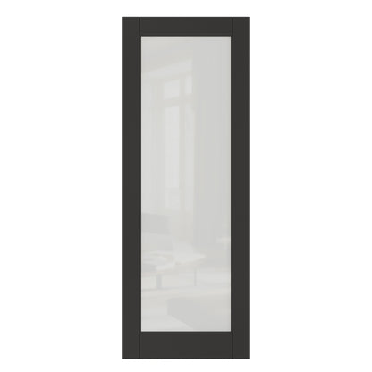 CRUTOP Frosted Glass Interior Slab Door, Black Prefinished Door with/without Prehung Kit, Paintable