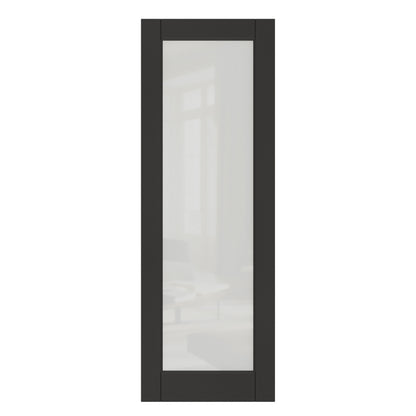 CRUTOP Frosted Glass Interior Slab Door, Black Prefinished Door with/without Prehung Kit, Paintable